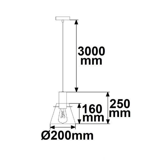 Pendelleuchte, concave Glas, E27, 20cm, 50-300cm