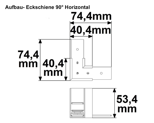MagTrack48 ECKSCHIENE 90°, schwarz, nicht stromführend