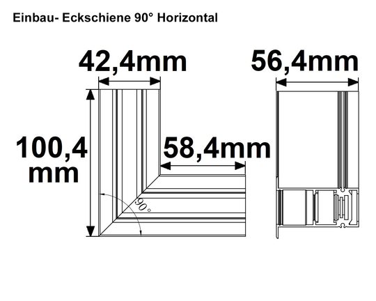 MagTrack48 ECKSCHIENE 90°, schwarz, nicht stromführend