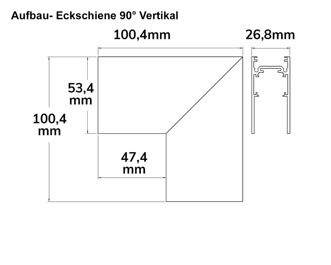 MagTrack48 ECKSCHIENE 90°, schwarz, nicht stromführend