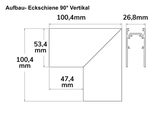 MagTrack48 ECKSCHIENE 90°, schwarz, nicht stromführend