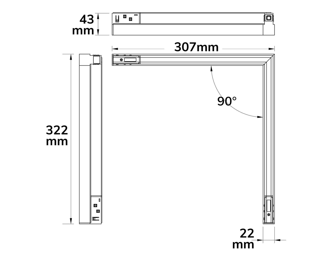 MagTrack48 ECKLEUCHTE 90°, schwarz