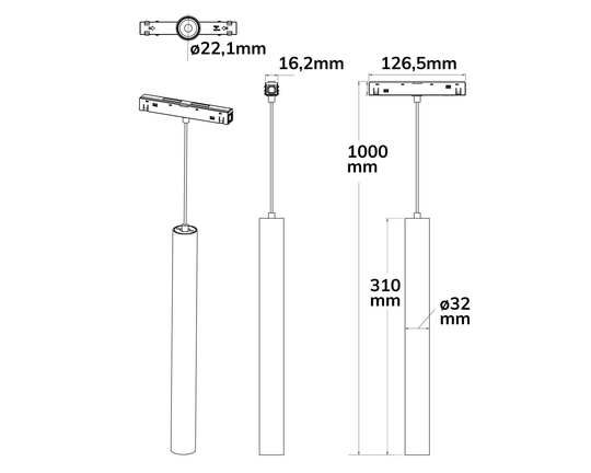 MagTrack48 HÄNGELEUCHTE Pipe, schwarz