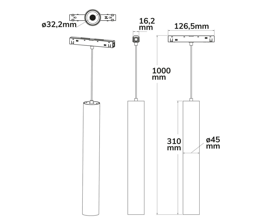 MagTrack48 HÄNGELEUCHTE Pipe, schwarz