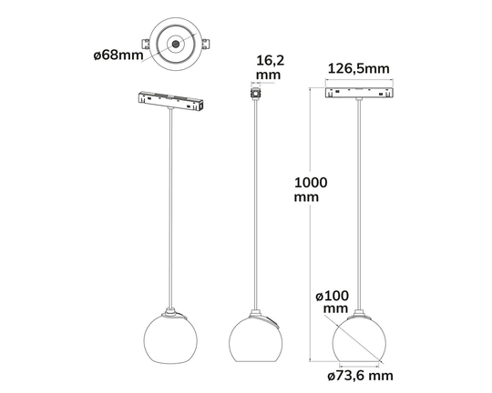 MagTrack48 HÄNGELEUCHTE BALL FOKUS, schwarz