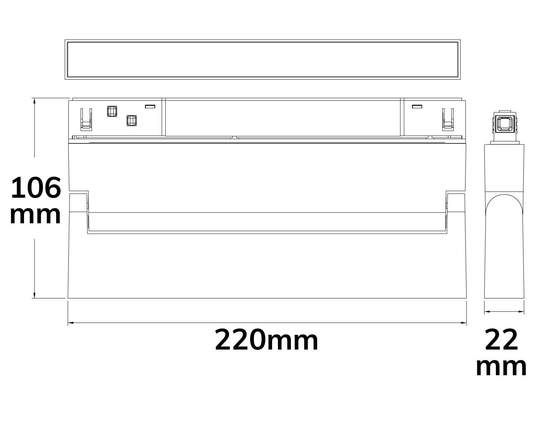 MagTrack48 SCHIENENSTRAHLER 22cm, schwarz