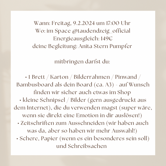 tausendzeig | VISION BOARD WORKSHOP