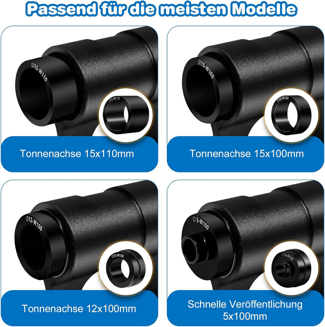 Fahrrad Gabelblock mit 4 Adapter f. die meisten Steckachsen (Black)