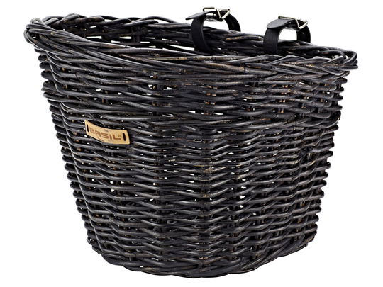 Vorderrrad-Korb Basil Darcy L Rattan, 41x35x34 cm, schwarz, Lenkerbefest.