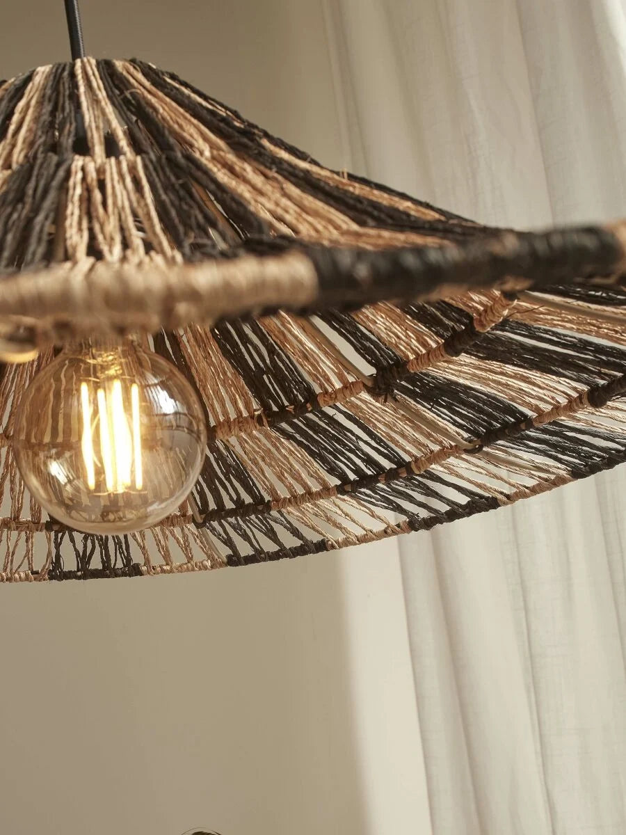 Hängeleuchte aus Jute natur/schwarz