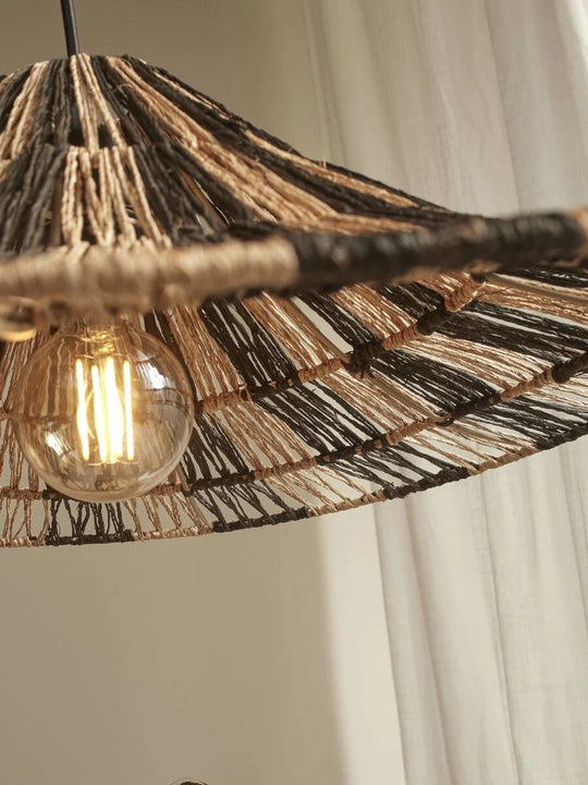 Hängeleuchte aus Jute natur/schwarz