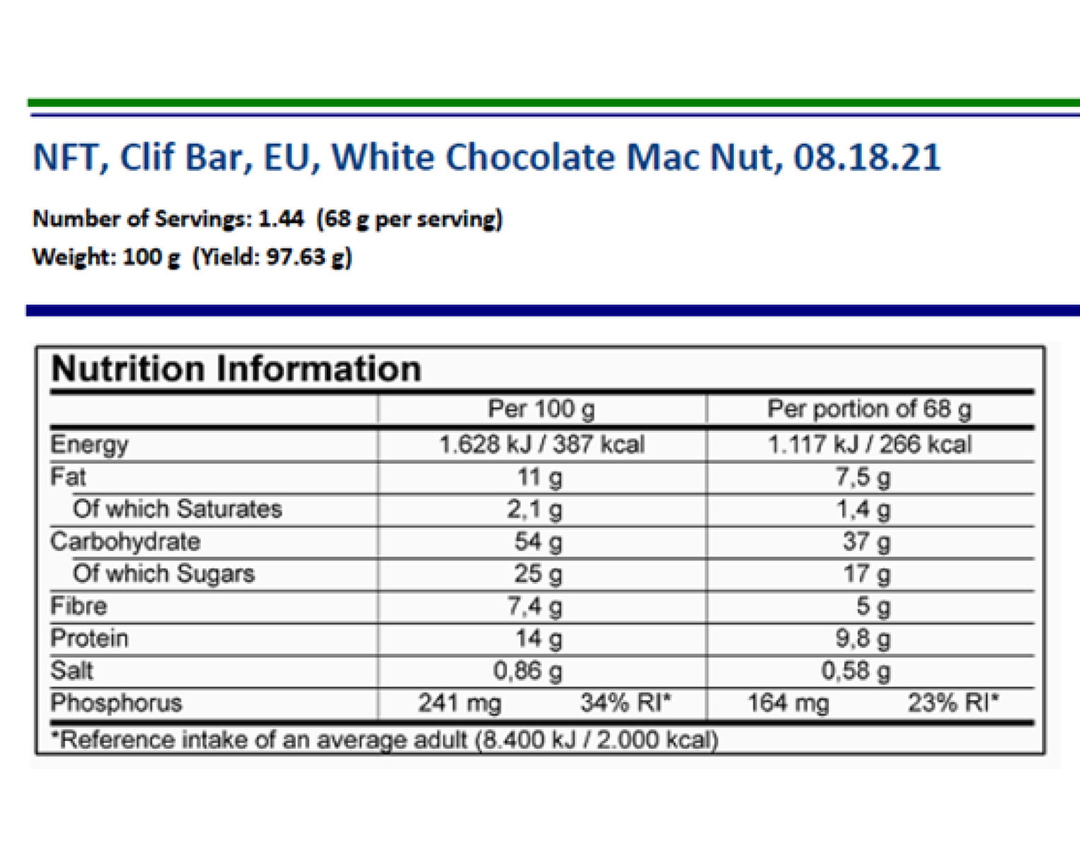CLIF BAR ENERGIE-RIEGEL MACADAMIA-WEISS