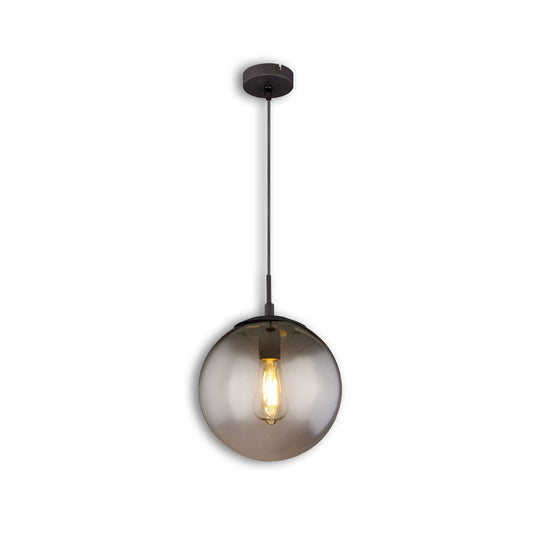 Hängeleuchte Metall schwarz, rund, rauchglas, E27