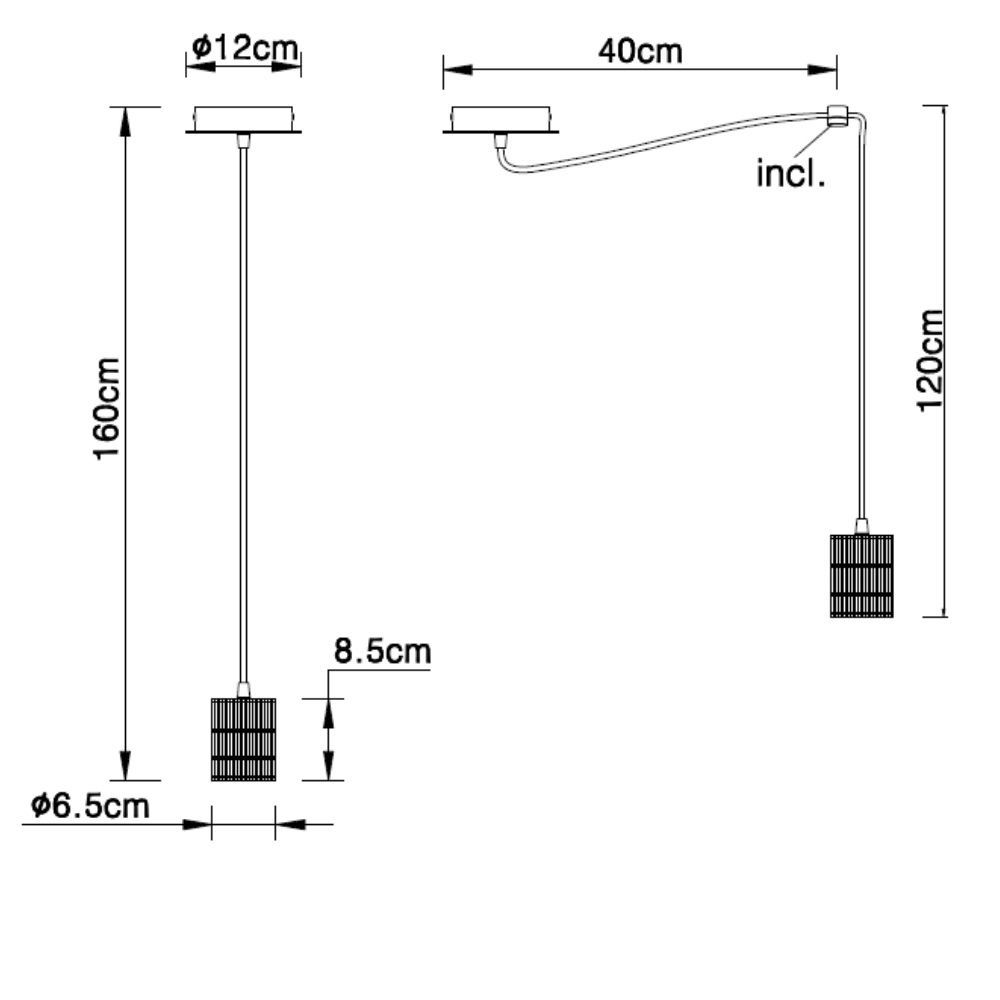 Hängeleuchte Metall schwarz, 120cm Kabel, E27