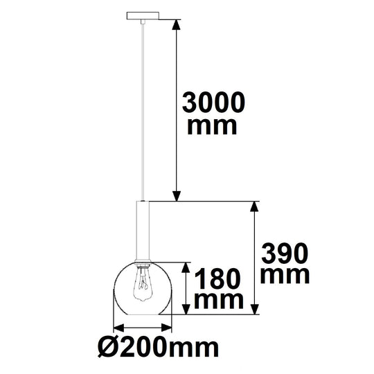 Pendelleuchte, round Glas, E27, 50-300cm