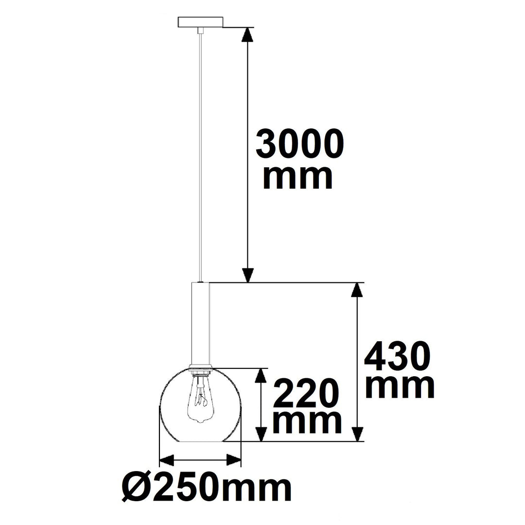 Pendelleuchte, round Glas, E27, 50-300cm