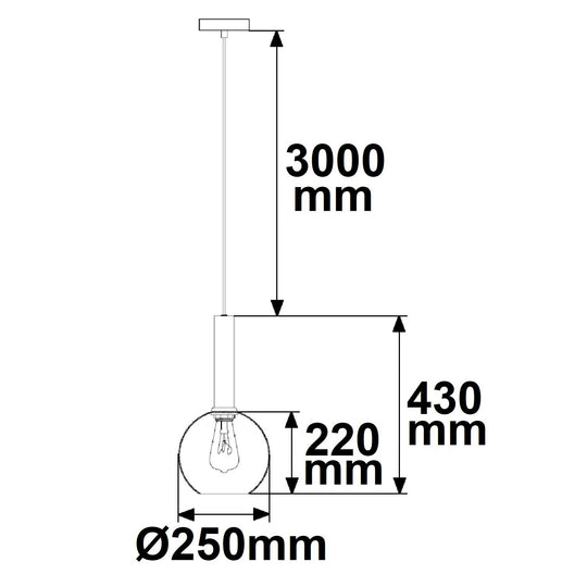 Pendelleuchte, round Glas, E27, 50-300cm