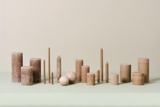 Kugelkerze rustikal leinen