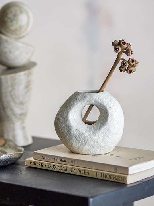 Caia Vase, Weiß, Steingut