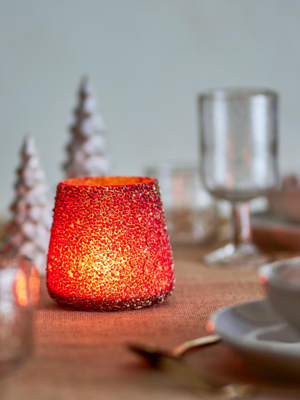 Filiz Teelichthalter, Gold, Recyceltes Glas