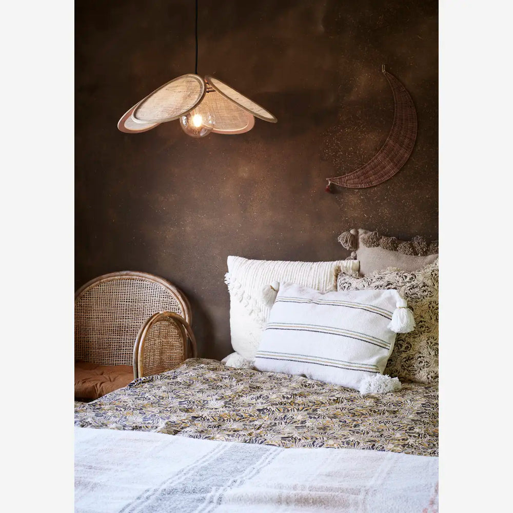 Rattan Leinen Hängeleuchte