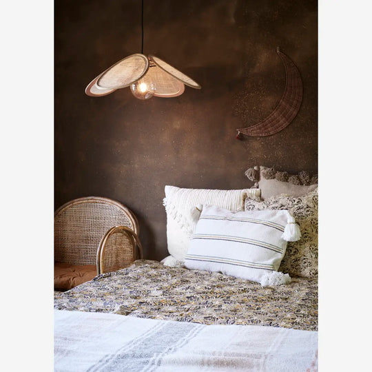 Rattan Leinen Hängeleuchte